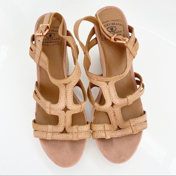 LUCKY BRAND Keena Wedge Sandal Rosegold, Size 9 - Picture 3 of 11